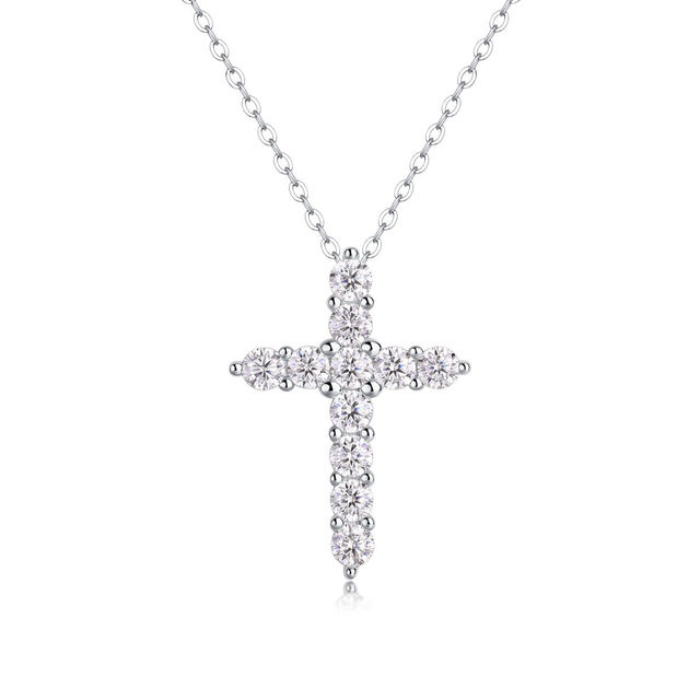 925 Sterling Silver Cross Design Pendant Necklace in 10K 14K Pure Gold Lab Grown Diamond Faith Christian Necklace Gift for women