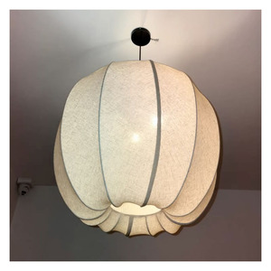 Lámpara Colgante Clásica de Tela Estilo Wabi Sabi, Lámpara Colgante de Lino Estilo Japandi con Forma de Calabaza para Sala de Estar, Hotel, Comedor, Lámpara Decorativa - Product Image 1