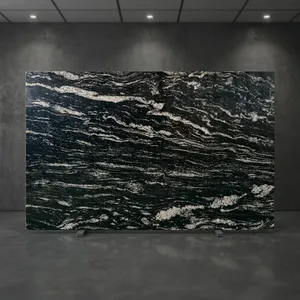 Grande dalle de granit noir avec veines blanches, pierre polie pour comptoirs de cuisine, panneaux muraux, villas modernes et projets de luxe - Product Image 6