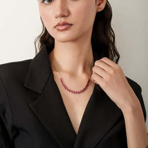 14K Gold Pear Cut Natural <b>Ruby</b> Vintage Statement <b>Necklace</b> - Product Image 3