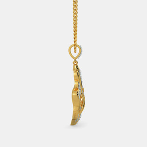 Collar con Colgante de Diamante Cultivado en Laboratorio con Diseño Abstracto de Hoja en Espiral en Oro Amarillo - Product Image 2