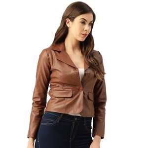 Women's Genuine <b>Leather</b> Jacket In Best Price Women's New Fashion Long Sleeve Genuine <b>Leather</b> Jackets Custom - Product Image 5
