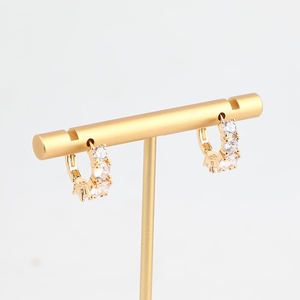Pendientes de Aro al por Mayor de Oro Sólido de 14K con Diamantes Cultivados en Laboratorio, Pendientes de Aro de Moda para Mujer, Pequeños y Delicados de Lujo Ligero - Product Image 6