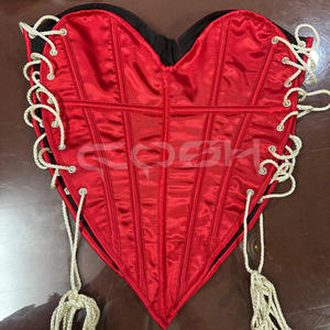 Corsé Rojo de Satén con Forma de Corazón y Cordones Laterales Ajustables para San Valentín y Ocasiones Especiales - Product Image 3