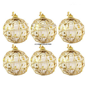 Décorations murales de Noël modernes en métal doré, style traditionnel, boules à sublimation vierges, lot de 6 - Product Image 1