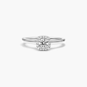 14K White Gold <b>Cushion</b> Halo Lab Grown Diamond Engagement <b>Ring</b> - Product Image 1