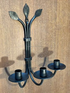 Hand Forged Wrought Iron Wall Sconce Small Metal <b>Candle</b> <b>Holder</b> with 3-<b>Candle</b> Capacity for Christmas Decorations - Product Image 3