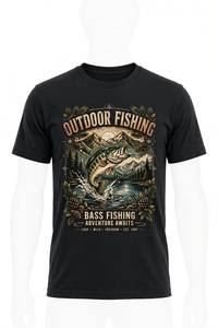 Camiseta Negra de Manga Corta para Hombre, Estilo Casual para Pesca, Cuello Redondo, 100% Algodón, 320g, Corte Regular - Product Image 2