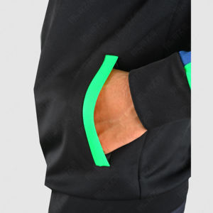 Survêtements pour hommes à panneau côtelé contrasté personnalisés de haute qualité 2 pièces survêtement de sport survêtement pantalon de survêtement tenues à capuche d'hiver solides - Product Image 5