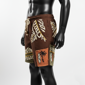 Shorts de bain pour homme en microfibre polyester 150 GSM de haute qualité, couleur crème beige, tissu à séchage rapide, taille élastique, logo personnalisé. - Product Image 2