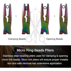 Pince à extensions capillaires durable, multicolore, de bonne qualité, à double ressort, en acier inoxydable, avec perles micro-liens, design unique - Product Image 6