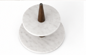Support de service à deux niveaux en marbre de qualité supérieure, plateau décoratif pour desserts, support à gâteaux pour la maison, la table à manger, les fêtes, les buffets, la présentation de la restauration - Product Image 4