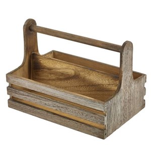 Caddie en bois moderne et durable avec poignée, organisateur de rangement portable pour cuisine, salle de bain et bureau - Taille/couleur/logo personnalisable - Product Image 2