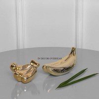 Sculptures de bananes et de canards plaquées or de haute qualité, 2 pièces, décoration de table artistique moderne pour salon