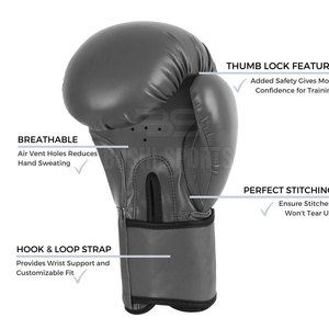 Guantes de Boxeo de Último Modelo, Guantes de Boxeo de Piel para Entrenamiento y Combate, Guantes de Boxeo para Jóvenes - Product Image 3