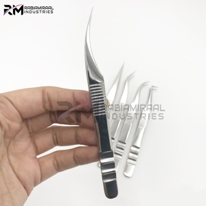 RMI chaud incurvé cils pointu pince à épiler noir 75 90 degrés boîte emballage fibre pointe diamant pointe logo cils Extension pince à épiler carte boîte - Product Image 4