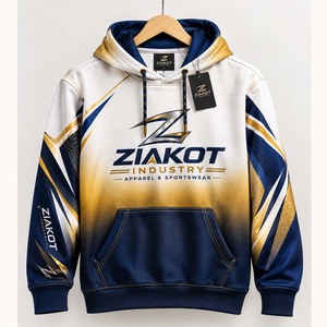 Wholesale Direct Ziakot Industry Custom Stitched Gold White-<b>Navy</b> Fade Fashion Sports Pullover <b>Sweatshirt</b> Hoodie - Product Image 1