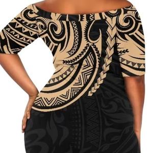 Vestido Puletasi Samoano Personalizado al por Mayor para Mujer, Vestidos Casuales con Estampado Tribal Polinesio, Fabricante OEM, Proveedor al por Mayor - Product Image 3