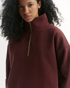 Sweat-shirt surdimensionné personnalisé pour femme avec demi-fermeture éclair, en molleton de coton, à épaules tombantes, de haute qualité - Product Image 4