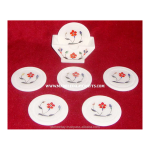 Sous-verre décoratif à incrustation de marbre - Product Image 1