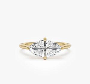 Anillo de Diamantes de Alta Gama con Corte Marquesa, Estilo Punk, Chapado en Oro, Cultivado en Laboratorio, para Mujer, para Boda/Aniversario - Product Image 1