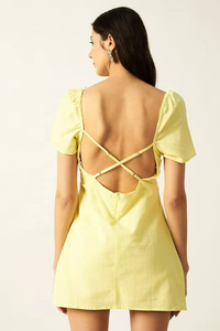 Vestido Mini Tejido Ecológico con Cuello en U y Espalda Descubierta, Moda 2025, Elegante para la Noche o la Playa - Product Image 4