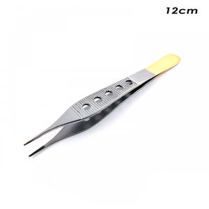 Pinces chirurgicales de dissection de qualité supérieure pour une manipulation précise des tissus, 1x2 dents, demi-or, 12 cm, en acier allemand - Product Image 3