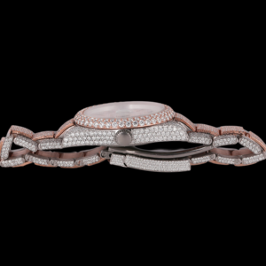 Reloj de Pulsera Personalizado de Dos Tonos con Esfera Redonda y Números Arábigos, con Moissanita, Estilo Hip Hop, Totalmente Cubierto de Piedras, a la Moda - Product Image 3