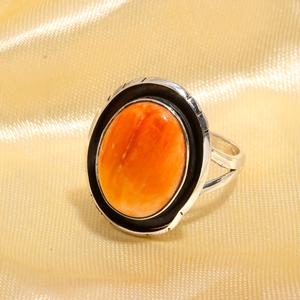 Anillo de Plata de Ley 925, Estilo Clásico, con Gema de Coral y Diamante de Corte Ovalado, para Aniversario de Bodas, Compromiso o Regalo - Product Image 1