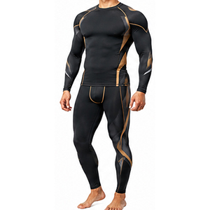 Ensemble de survêtement de sport pour hommes : T-shirt à manches longues et leggings respirants et extensibles pour la course, la gym et l'entraînement - Product Image 4