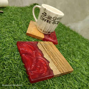 ที่รองแก้วไม้และเรซินสีแดงเข้มสไตล์จานรองแก้ววอลนัทสินค้ามาใหม่สำหรับบ้านสำนักงานงานปาร์ตี้ในโรงแรม - Product Image 2