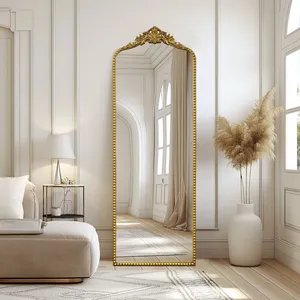 Miroir mural rectangulaire plaqué or, miroir décoratif Hollywood Glamour pour salon, décoration intérieure - Product Image 3