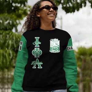 Sudadera Universitaria Personalizada Iota Phi Lambda, Negra y Verde Esmeralda, con el Escudo de la Hermandad Griega desde 1929 - Product Image 2