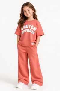 Ensemble de survêtement pour garçons, sweat à capuche et pantalon de jogging imprimés 2 en 1, jaune avec bande latérale noire, en coton, coupe ample - Product Image 3