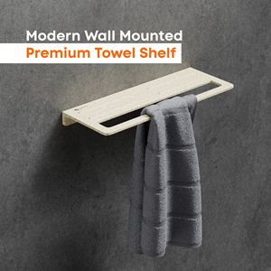 Étagère murale double pour serviettes, support métallique robuste à deux niveaux, ensemble d'accessoires de salle de bain, installation facile, conception de rangement robuste - Product Image 2