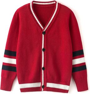 Breathable Lightweight V-Neck <b>Cardigan</b> Men’s Machine Washable Striped <b>Varsity</b> Knitted Sweater for All-Day Comfort - Product Image 4