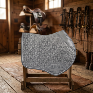 TOUGH TACK Diamond Star Quilting Grey Satin Polycotton Lining Competition Use Jumping Saddle Pad with Brake Panel Cushion 2026 - Product Image 3