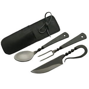 Ensemble de couteaux de cuisine Burraq DIY OEM personnalisés faits à la main, style antique médiéval, en acier à haute teneur en carbone, cuillère, fourchette, couteau - Forgés à la main, cadeau pour chef - Product Image 2