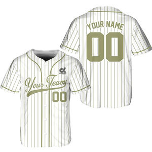 Maillot de baseball blanc à fines rayures menthe et turquoise, boutonné, uniforme d'équipe avec nom et numéro personnalisés, style professionnel, vente en gros - Product Image 2