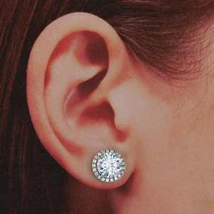 Pendientes de Diamantes Moissanite de Corte Brillante de 8 mm, Plata de Ley 925 con Baño de Rodio, Regalo de Compromiso, Boda, para Enamorados - Product Image 2