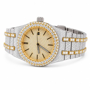 Reloj de cuarzo redondo de acero inoxidable de calidad para hombre de lujo con bisel de diamantes y esfera analógica - Product Image 2