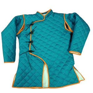 Teal Quilted Cotton <b>Jacket</b> With Orange Trim Women's Medieval Gambeson Costume Coat SCA LARP Full Sleeve Adult - Product Image 1