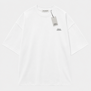Camiseta de algodón blanca extragrande para hombre de Garena Industries, cuello redondo, manga corta, diseño minimalista, transpirable. - Product Image 1