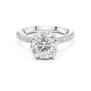 Anillo de Compromiso de Diamantes de Corte Brillante Redondo de Platino con Diamantes Laterales, Estilo Clásico, Certificado por GIA, Joyería para Mujer - Product Image 1