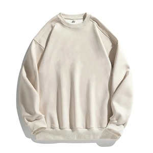 Sweat-shirt à col rond surdimensionné pour homme, noir uni, en coton tricoté, décontracté, pour l'automne, coupe classique, manches longues - Product Image 2
