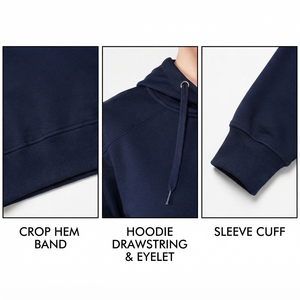 Haut à capuche court pour femme à prix abordable, style streetwear décontracté, épaules tombantes, respirant, écologique, tricoté - Product Image 3