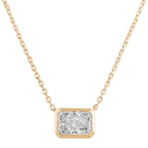 Pendentif en diamant de laboratoire certifié taille Radiant, serti clos, en or massif 14 carats, clarté VVS1, cadeau d'anniversaire pour elle - Product Image 3