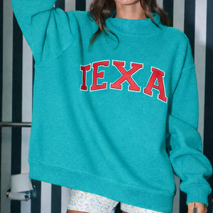 Sweat-shirt oversize pour femme à col montant, imprimé et orné de badges à sequins, style streetwear décontracté, coupe ample, pour l'hiver - Product Image 5