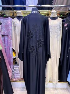 Oferta de Verano: Abaya Modesta de Dubái con Cuentas y Lentejuelas, Manga Larga, Tradicional Musulmana, Hecha a Mano, para Boda, de Poliéster Transpirable, Cuello Redondo - Product Image 4