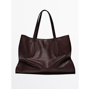 Minimalist Brown Color Women's Genuine Leather Bags Customizable Handbags <b>Large</b> Capacity Top Handle Zipper Waterproof Casual - Product Image 4